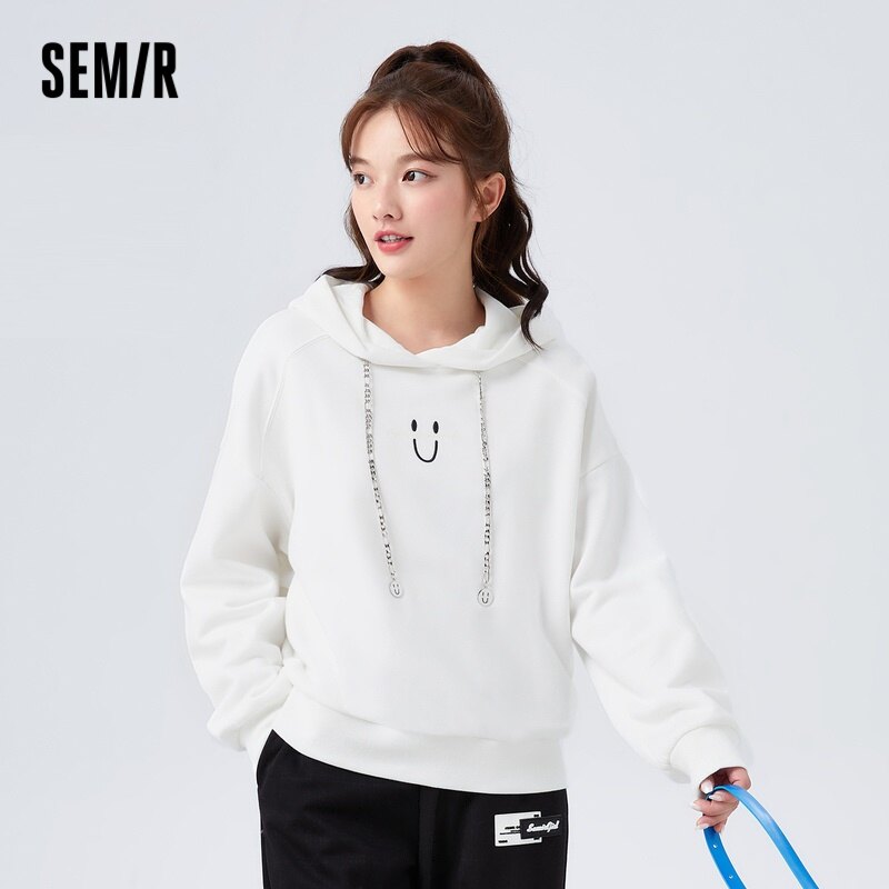 Semir Sweatshirt Women Polar Fleece Loose Versatile Fashionable Winter Printed Cool Hooded Pullover