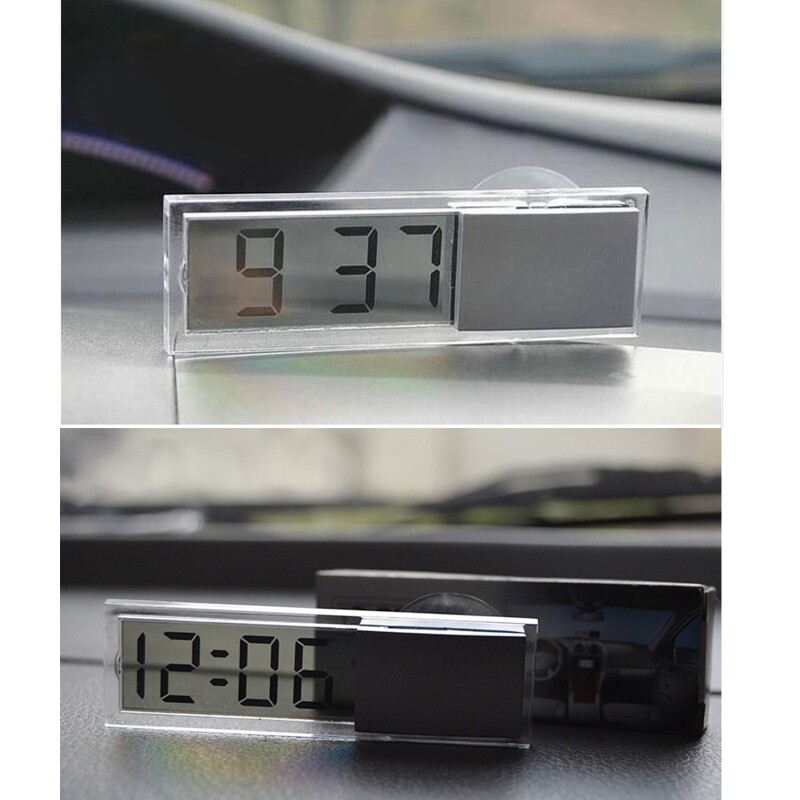 Car Digital Clock Temperature Display Electronic Clock / Thermometer Auto Electronic LCD Digital Clock with Sucker