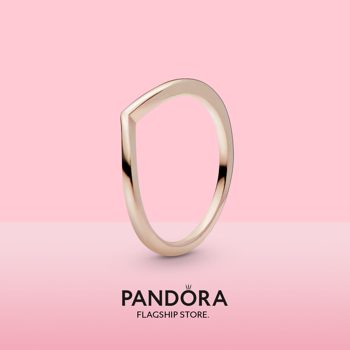 2021 Original Pandoras Rose Polished Wishbone Ring