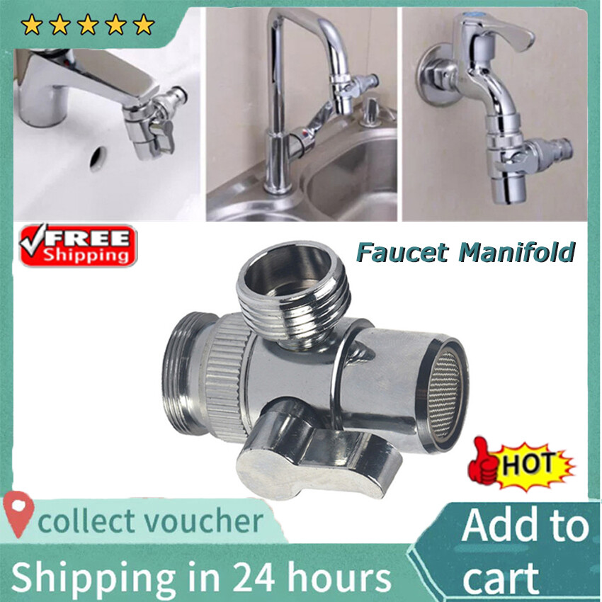 【High Quality+Ready Stock】Stainless Steel Water Purifier Filter Diverter Set Wall Valve Faucet Adapter Sink Tap Faucet
