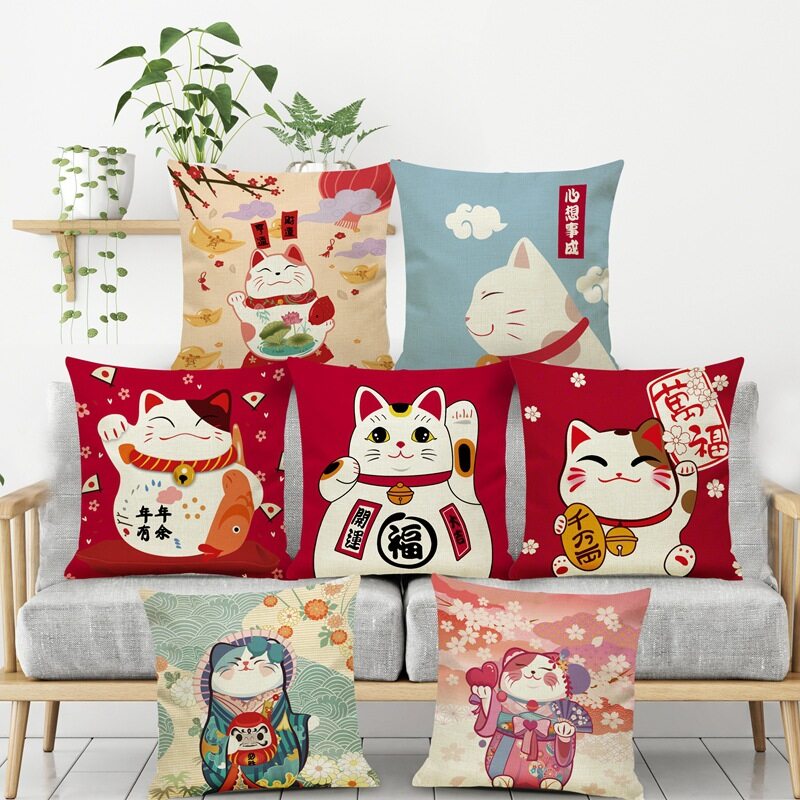 Lucky cat cushion best sale