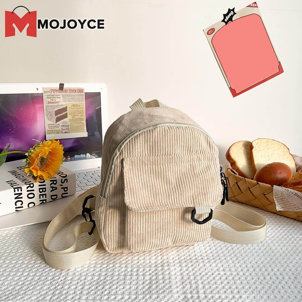 MOJOYCE Corduroy Solid Color Backpack Women Preppy Style Girl Autumn Winter Zipper School Bag Streetwear
