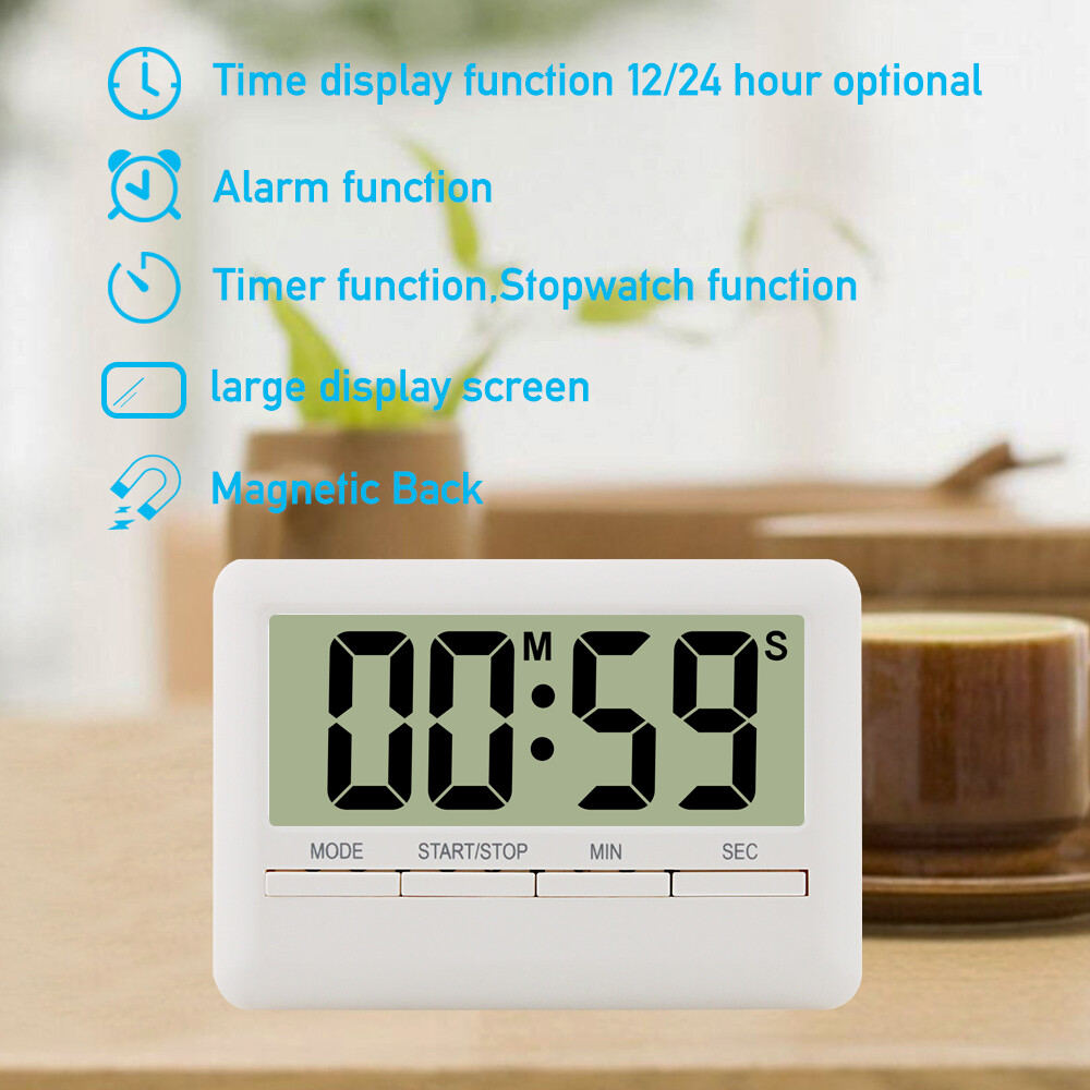KKmoon LCD Digital Alarm Clock Timer Large Time Manual Countdown for Cooking Shower Study Stopwatch Kitchen Magnetic Electronic Clock