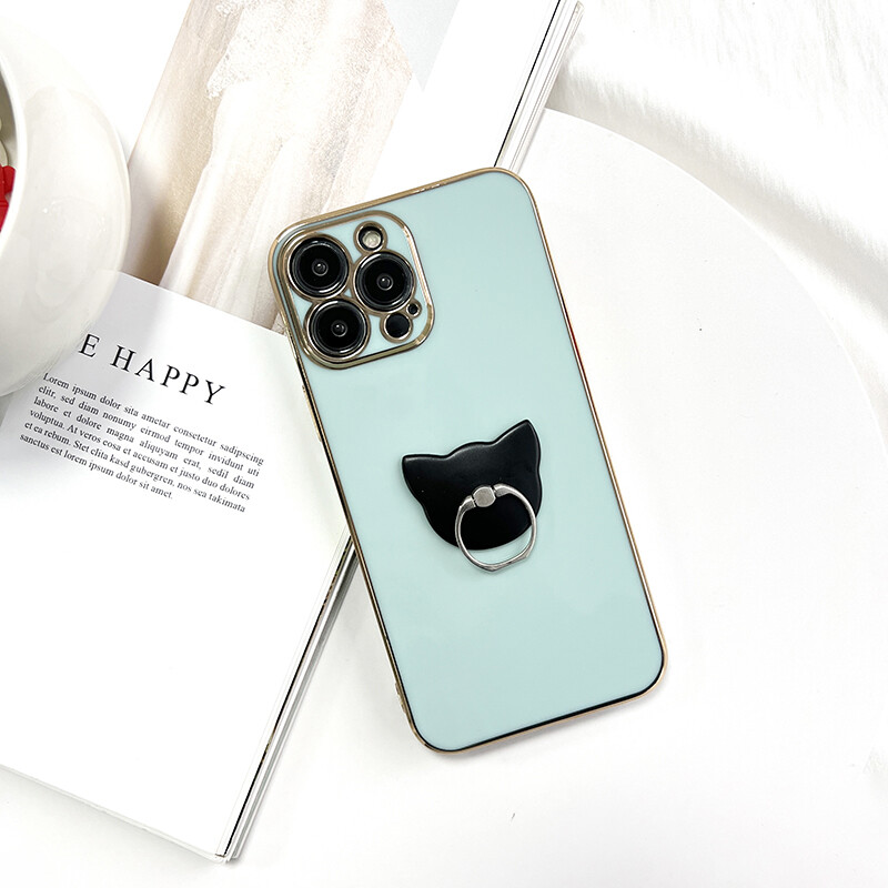 Jizetin Small Black Cat Ring Bracket Stick-on Type Ring Buckle Mobile Phone Case Ring Bracket
