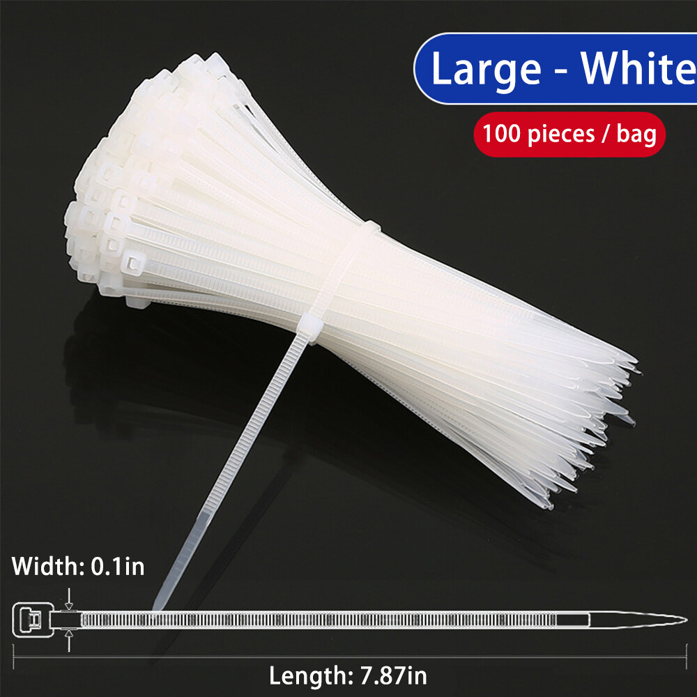 Diymore slope Zip Ties 100pcs 2.5x100mm/2.5x150mm/2.5x200mm Cable Ties Nylon Cable Tie Black Small Zip Tie Wraps Assortment Cord Management for Home/ Office/ Gardening