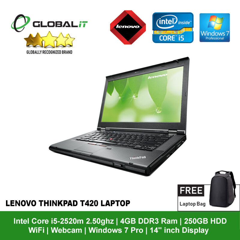 (Refurbished Notebook) Lenovo ThinkPad T420 Laptop / 14 inch LCD / Intel Core i5-2520M / 4GB DDR3 Ram / 250GB HDD / WiFi / Windows 7 / Webcam Malaysia