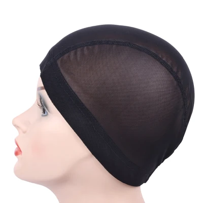 BEAUTYBIGBANG 1 Pcs Black Mesh dome Wig Caps Easier Sew in Hair Stretchable Weaving Cap Elastic Nylon Breathable Mesh Net Hairnet