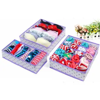3pcs Set Foldable Underwear Organizer Bra Tie Scarf Clothes