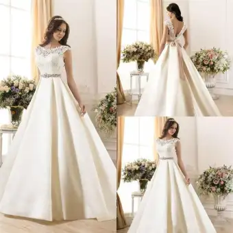 satin beaded wedding dress