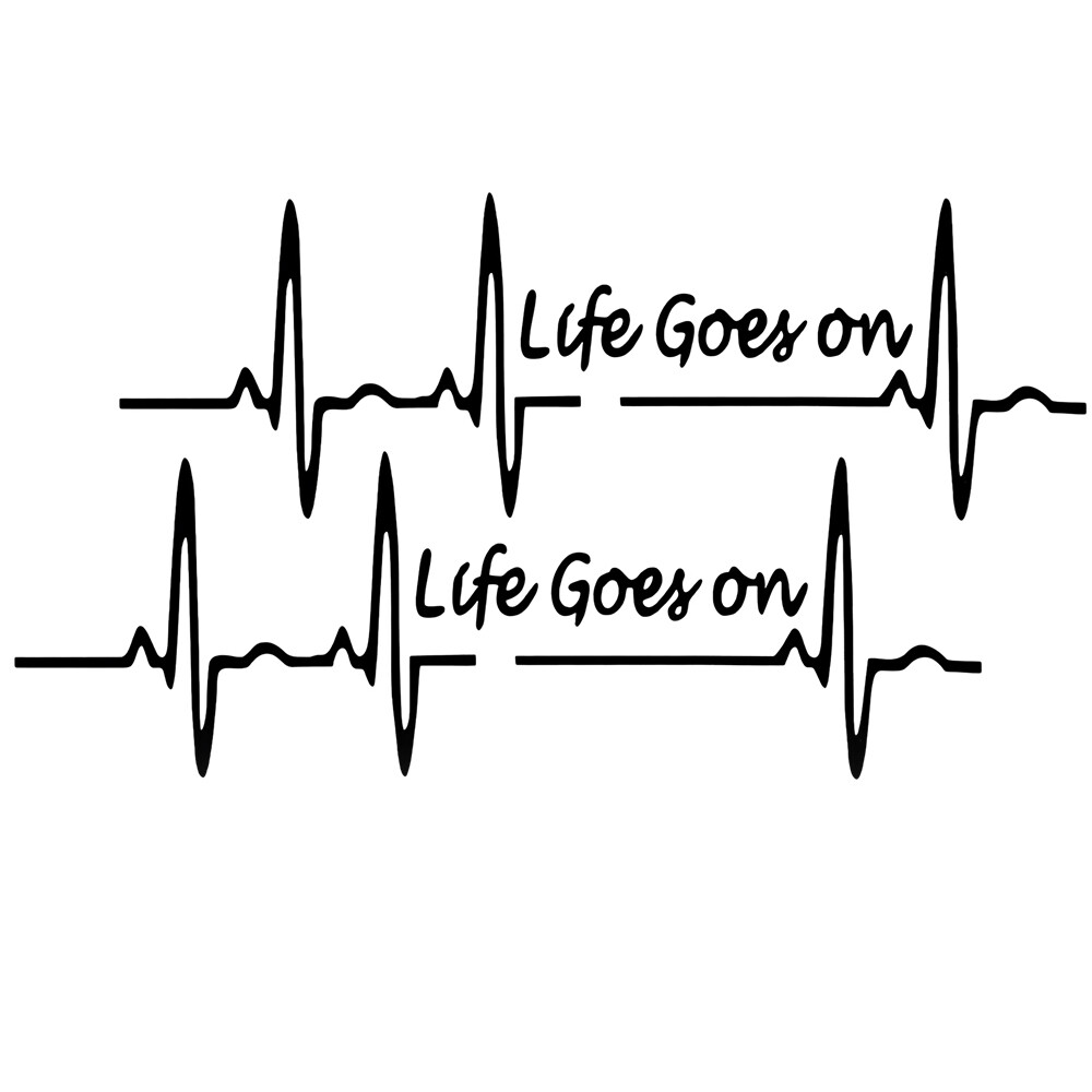 Life Goes on Creative Electrocardiogram Car Decals Personalized Car Body Stickers Styling Decorative Exterior Stickers