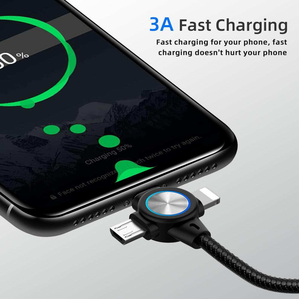 FLOVEME 3 in 1 USB Cable Data Transmission Spring Retractable Charing Charger Type C Lightning Micro USB Data Cable For iphone Samsung Xiaomi Android Phone