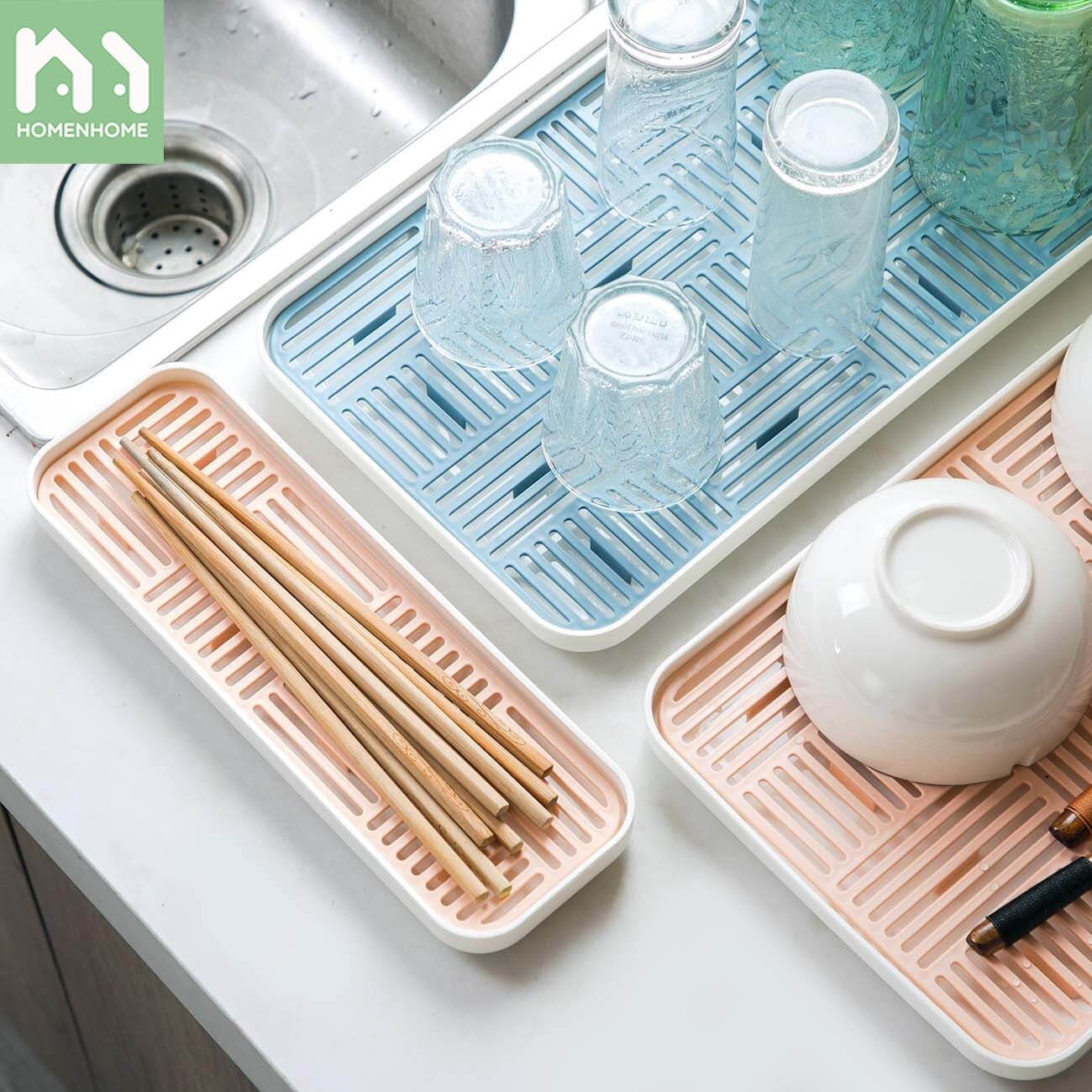 Homenhome Drain Tray Kitchen Tableware Rack Household Plastic Fruit Tray