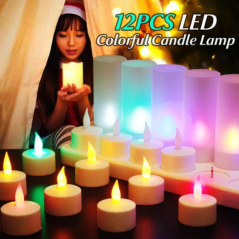 220 V 12 CHIẾC Sạc Flameless Nhấp Nháy Đèn Tealights Nến + Giá Đỡ Cắm Anh Quốc