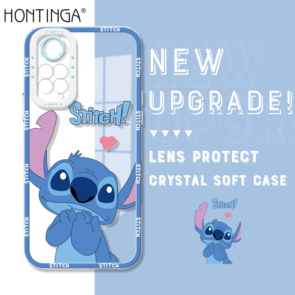 Hontinga Casing Case For Xiaomi Redmi Note 11T Pro+ Note 11S Note 11 Pro 5G 4G Note 8 Pro Note 9 Case Transparent Clear Case Cartoon Stitch Soft Silicone Full Cover Camera Protection Shockproof Rubber Cases Back Cover Phone Casing Softcase For Girls