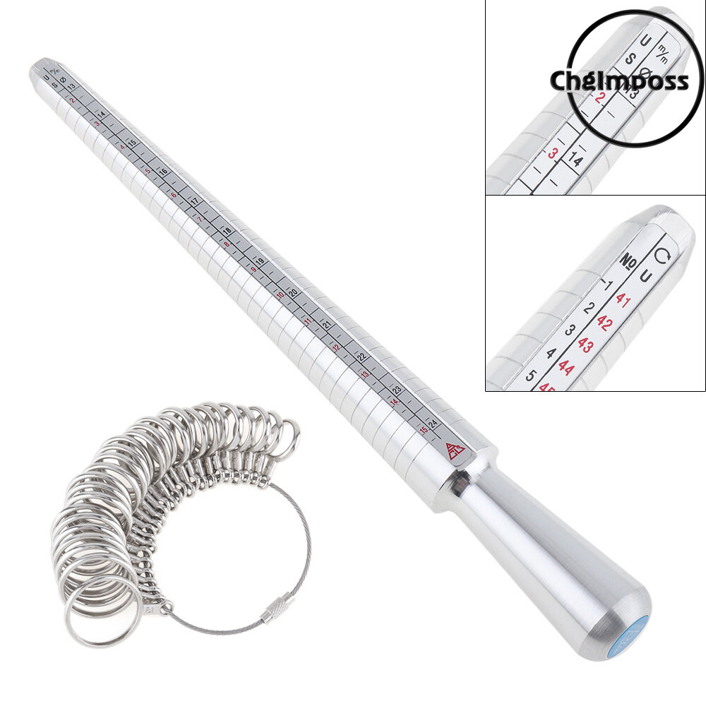 Dụng Cụ Đo Vòng Tiêu Chuẩn Mỹ/EU, Nhẫn Đeo Ngón Tay Hợp Kim Nhôm Thanh Đo Hợp Kim Nhôm, Cho Các Thiết Bị Dụng Cụ Trang Sức