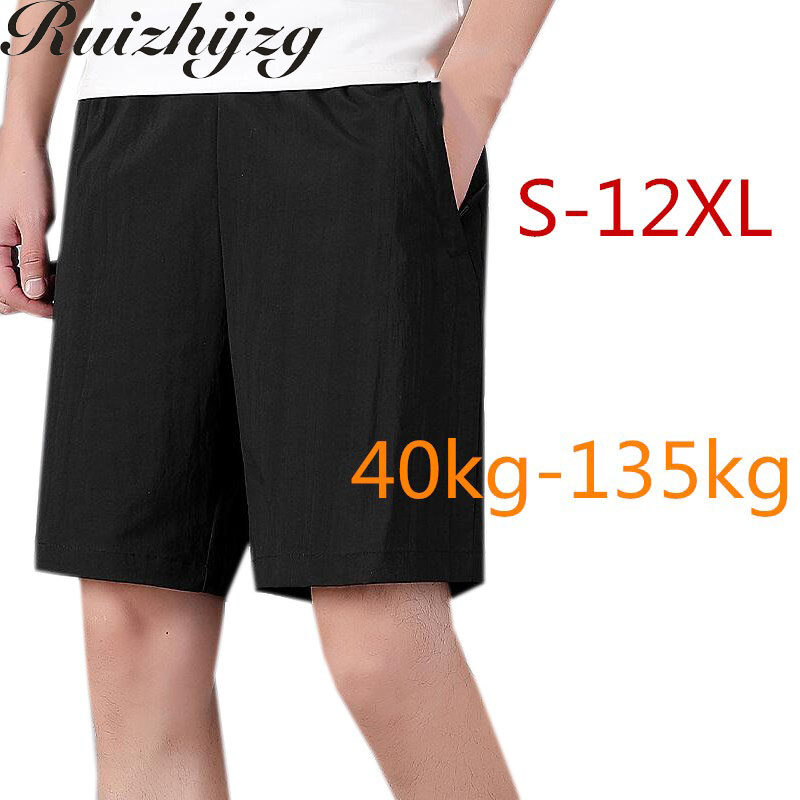 Ruizhijzg Ready stock S-12XL Shorts with Pocket Men Plus Size Casual Office Work Black Beach Male Outdoor Sport Summer Thin Loose Elastic Waist Short Pants Homewear