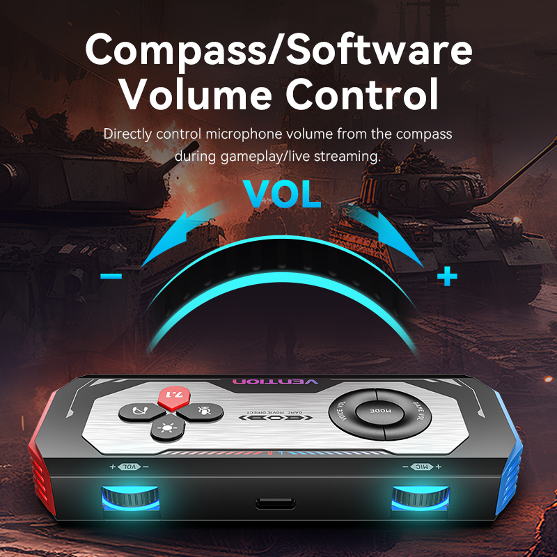 External Audio Amplifier Computer Vention Gaming USB Sound Card External Audio Amplifier with Volume ...