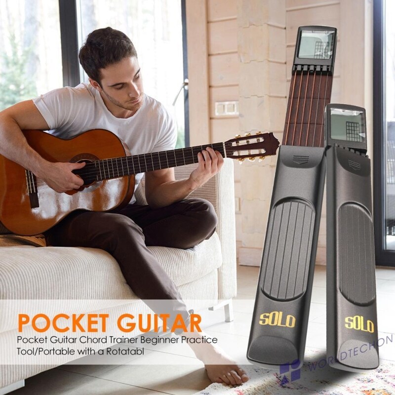 ☞Portable Pocket Guitar 6 Strings Trainer with Chord Chart Screen Practice Malaysia