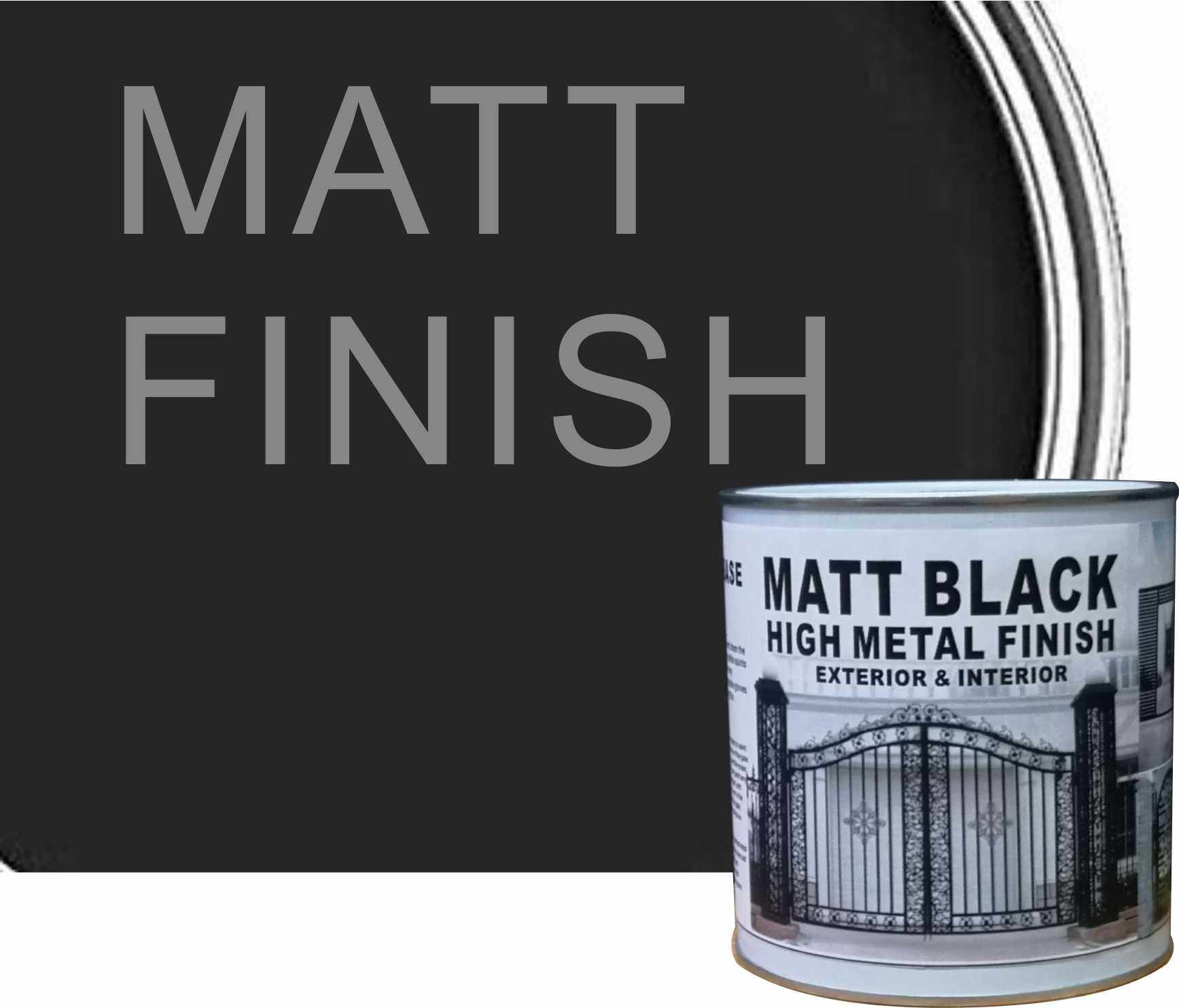 MATT BLACK ( 1L ) 1 LITER HIGH METAL FINISH PAINT EXTERIOR & INTERIOR ...