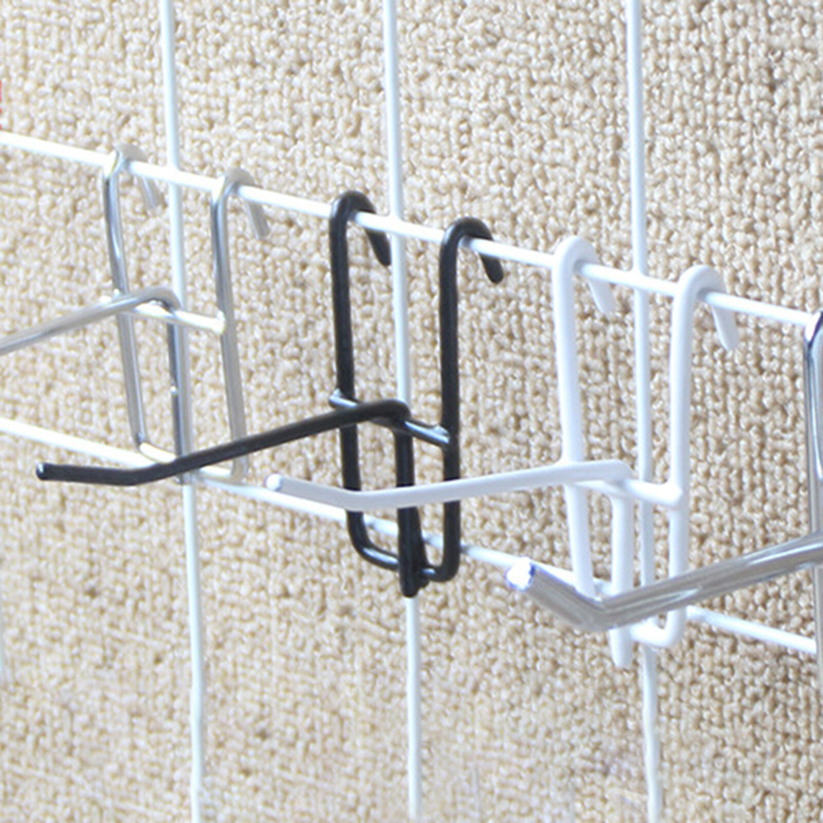 10 Hooks Shelf Hooks Grid Iron Hooks10Pcs Hooks Wear-Resistant Removable Metal Stable Mesh Panel Hangers For Home