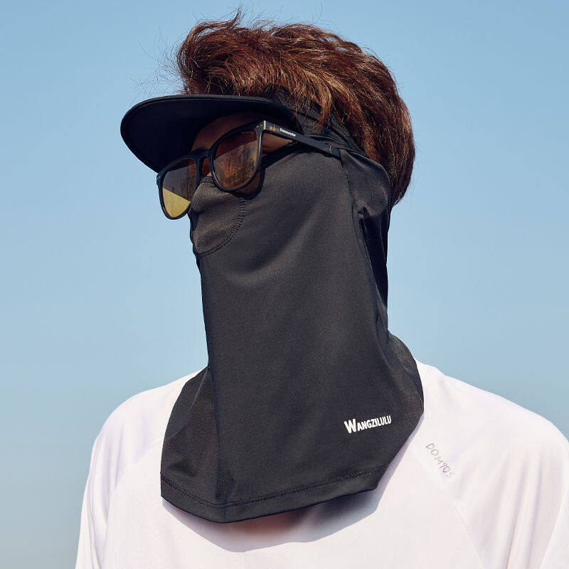 ASRV Fashionable sunshade sun hat, empty top breathable wide brim hat, face and neck protection, anti-ultraviolet ice silk mask, hot travel artifact