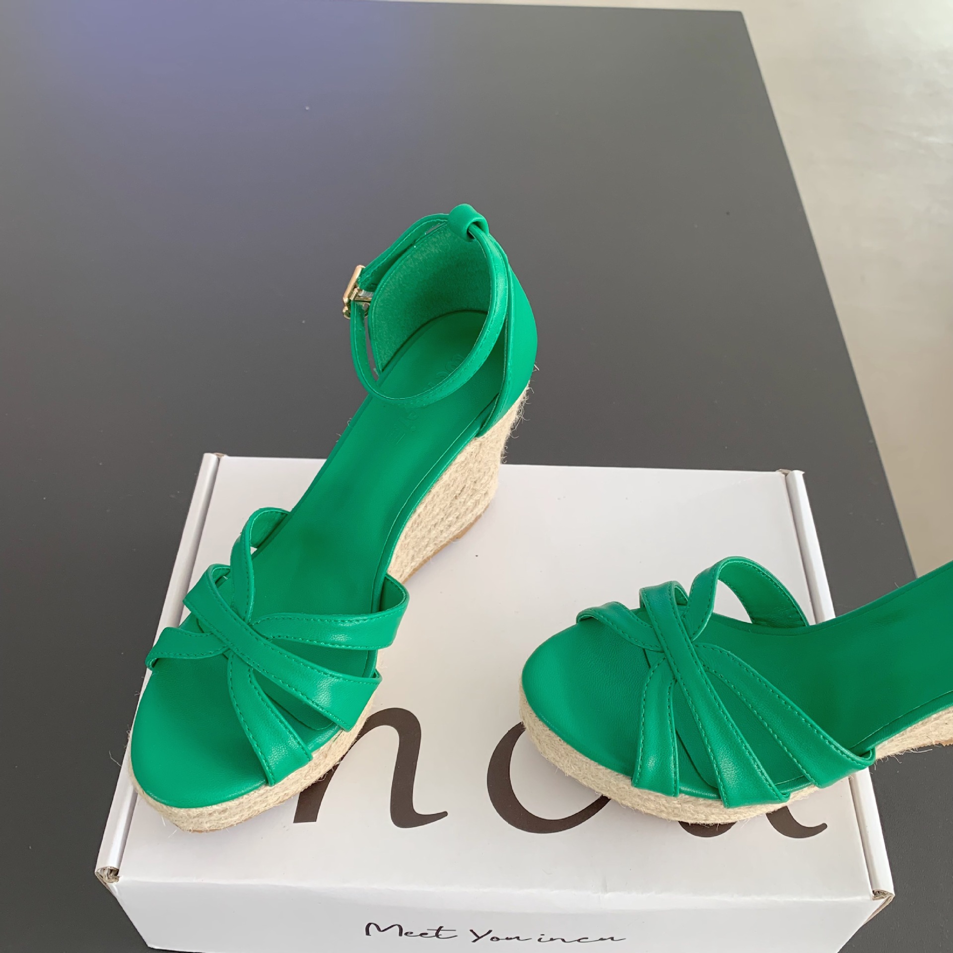 Women's Summer New Rope Bottom Peep Toe Wedge Sandals 9cm