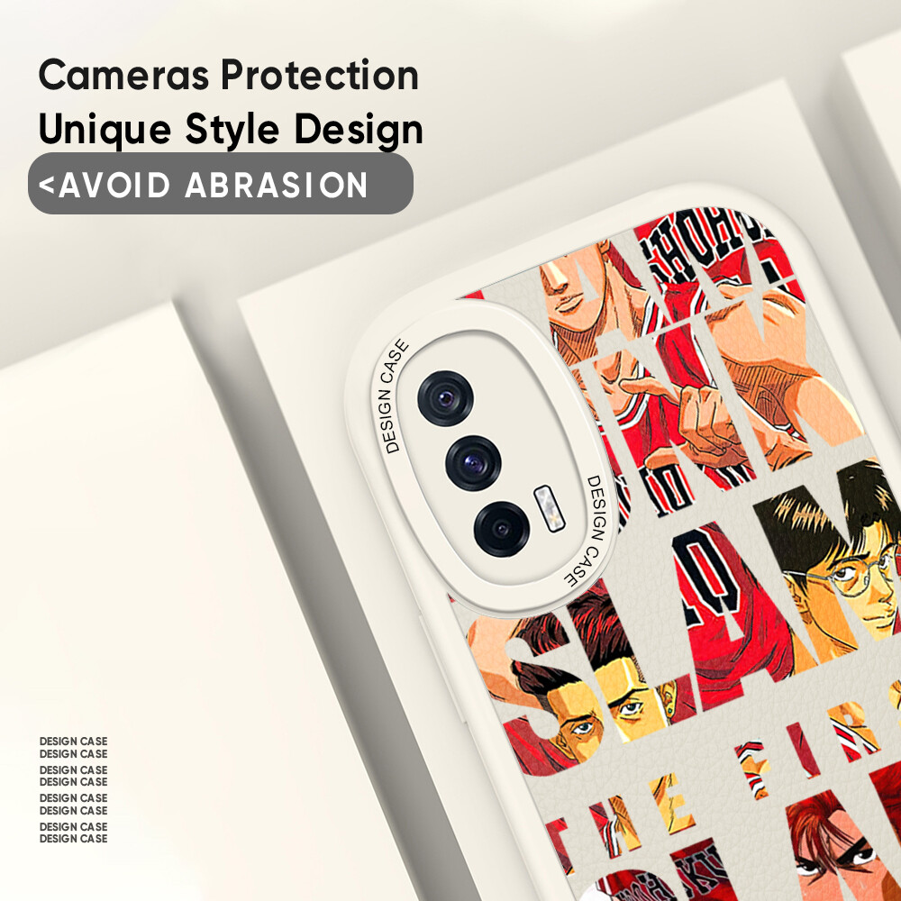 Jizetin Leather Casing For Xiaomi Redmi Note 11 Note 11 5G Note 11 Pro+ 5G Note 11S Note 11T Pro Note 11T Pro+ Handphone Casing Slim Skin Feeling Cartoon SLAM DUNK Leather Back Casing Soft Silicone PU Leather Cover Phone Case