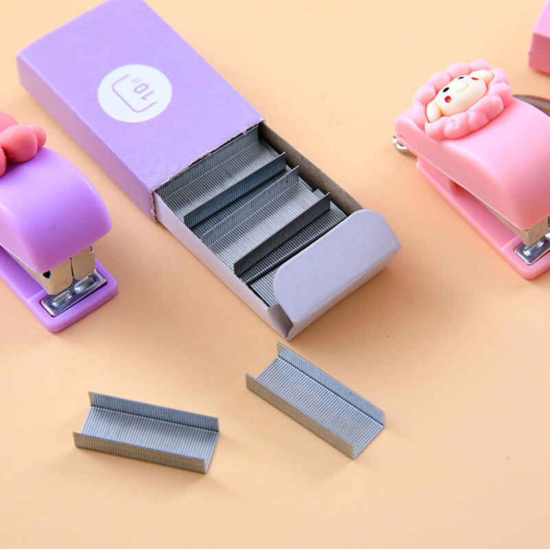Động vật hoạt hình dập ghim nhỏ dễ thương xách tay stapler keychain dụng cụ nẹp viền vải túi sắp xếp hồ sơ văn phòng phẩm nguồn cung cấp sinh viên trường học