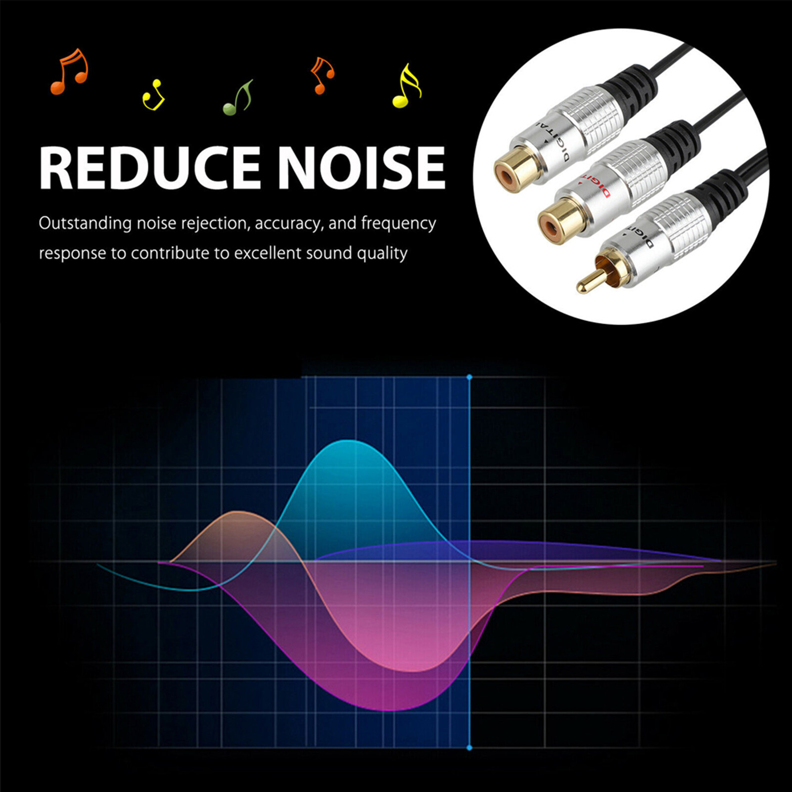 xin® 2 RCA Female to 1 Male Phono Splitter Y Adapter Cable/LeadT Subwoofer Audio Sub Suwm