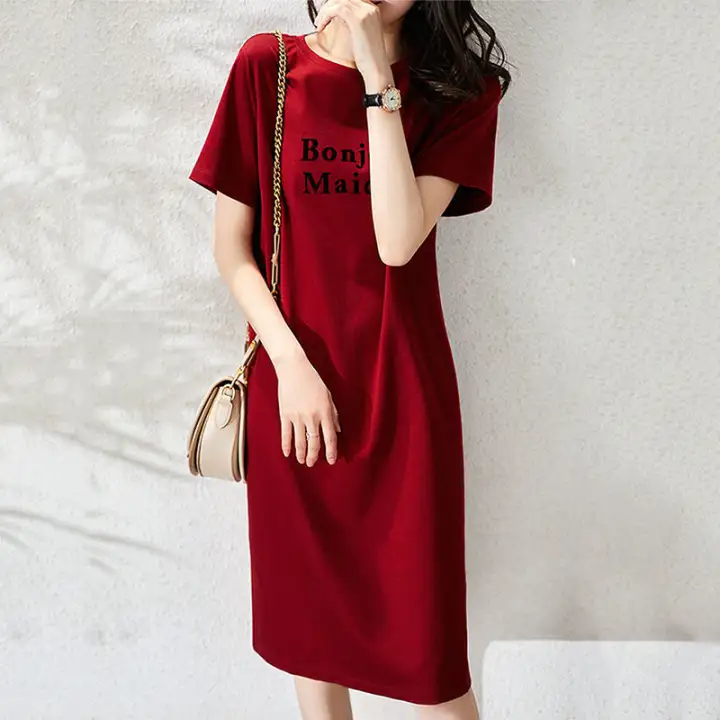 red t shirt dress