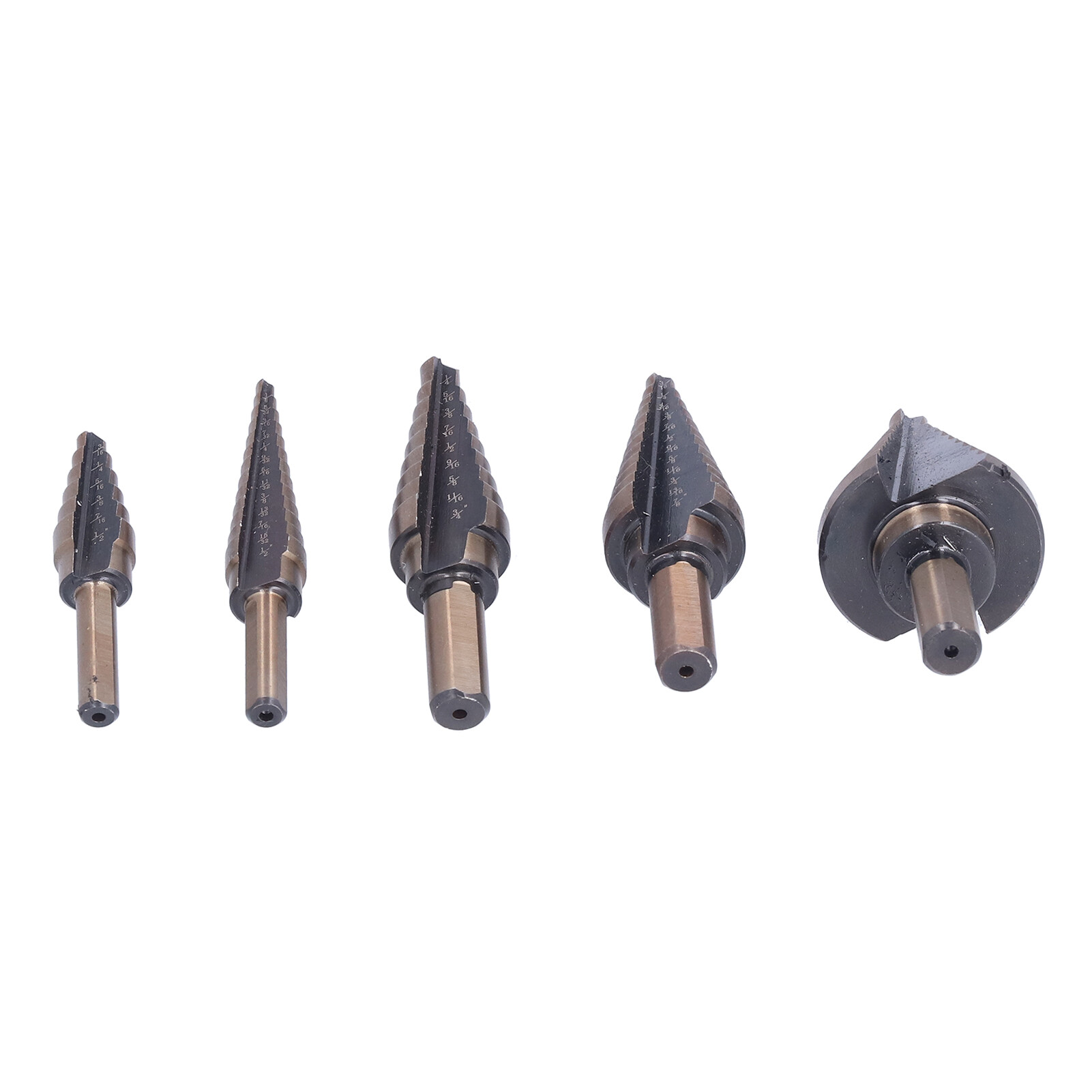 5 Pcs Step Drill Bit Set Spiral Groove Step Drill Bit Kit with Aluminum Case for Woodworking