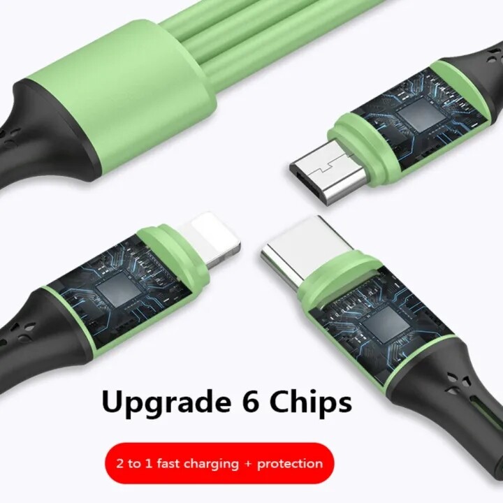 3 In 1 Universal Fast Charging USB Cable Liquid Silicone Quick Charge Line USB Cable USB-C Data Transmission Line for Android Apple Type-C