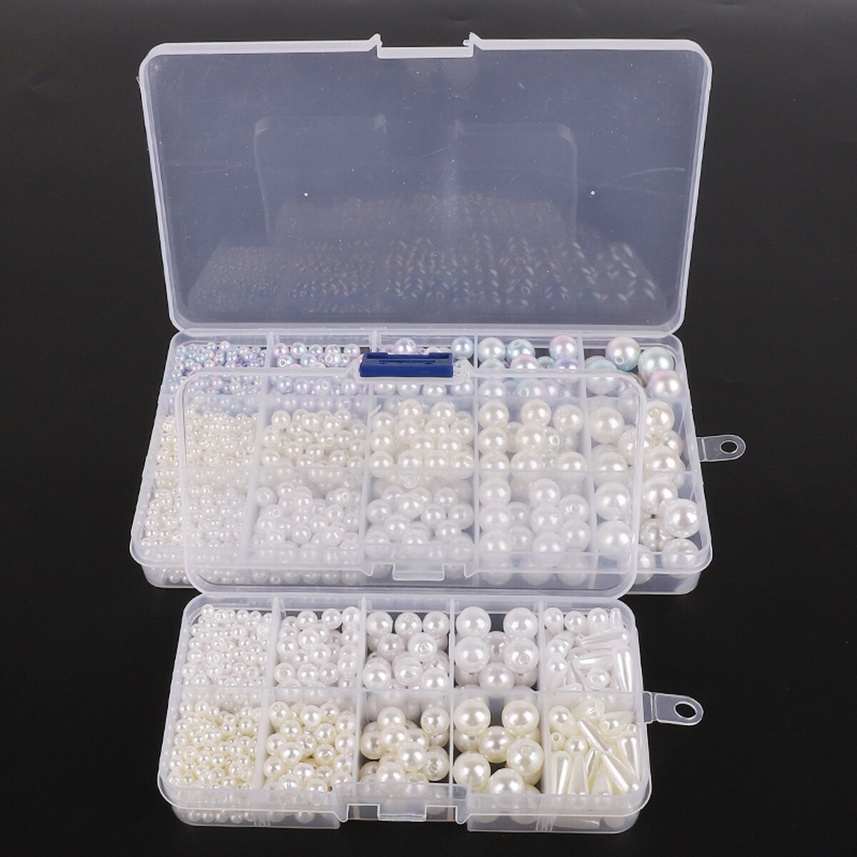 600/1300 Cái/hộp Hỗn Hợp Kích Thước Nhựa ABS Giả Peral Hạt Hộp Ánh Sáng Hạt Tròn Rộng Màu, Cho DIY Đồ Trang Sức Làm Cho Việc Tìm Kiếm