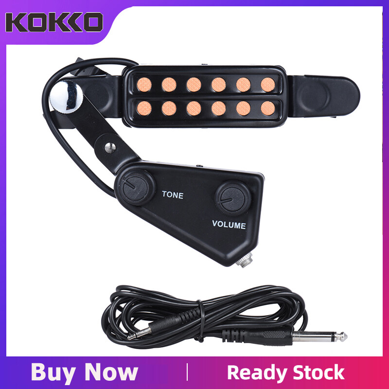 Adjustable Acoustic Guitar Sound Hole Pickup Magnetic Transducer with Tone Volume Controller Audio Cable Guitar Part Accessories