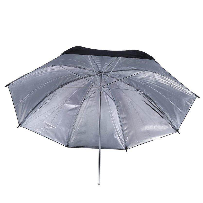 OH 83cm Studio Flash Light Grained Black Silver Umbrella Reflective Reflector