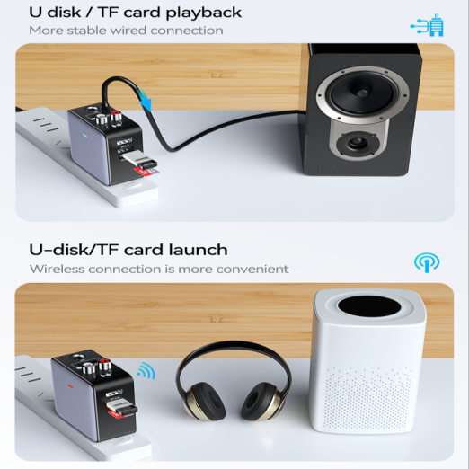 Bluetooth adapter 5.3 wireless audio receiver transmitter 2-in-1 microphone singing lossless