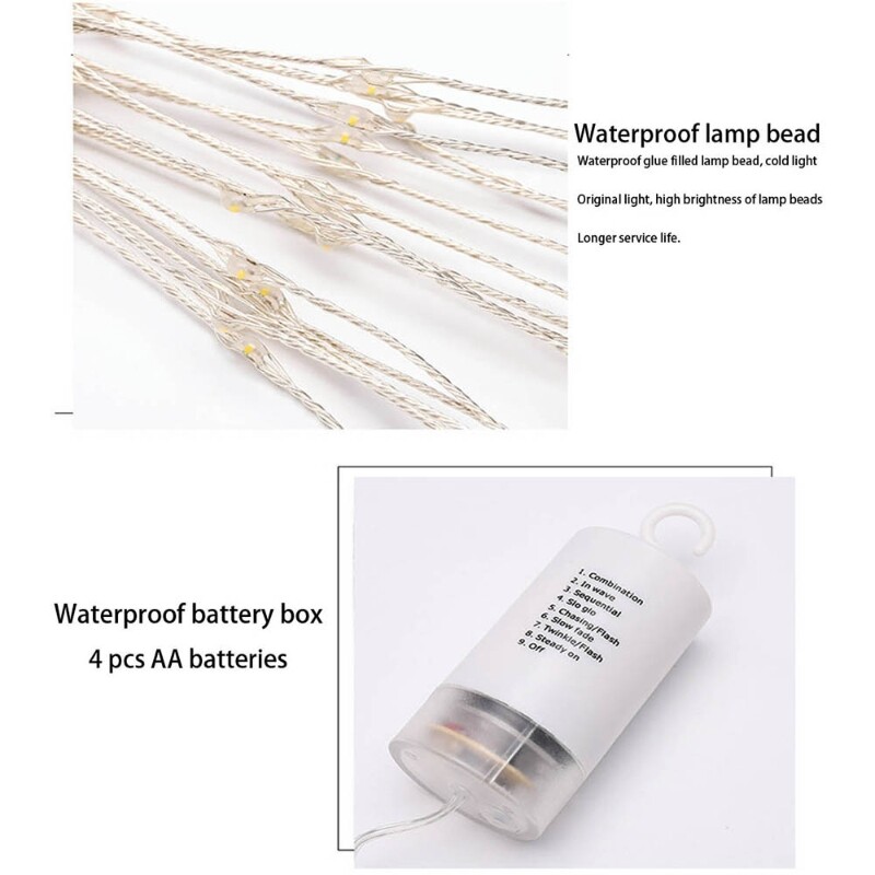 Festival Hanging Starburst String Lights 150-200 Leds Firework Lights Copper Wire Starburst String Lights 8 Modes on Ba ttery with Remote Hanging Fairy Lights Party Patio Garden Decor