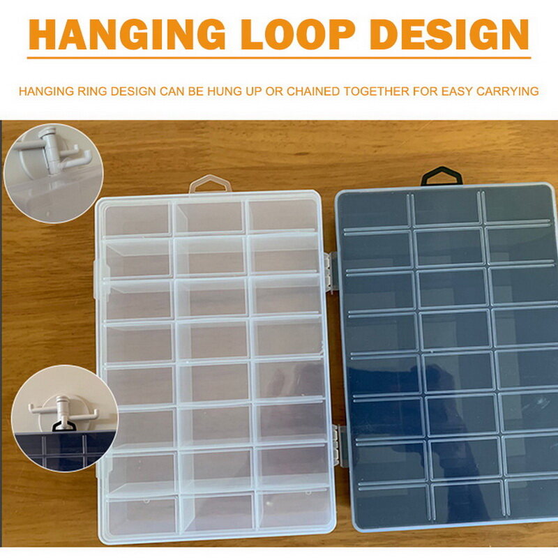 Practical 24 Grids Compartment Plastic Storage Box Jewelry Earring Bead Screw Holder Case Display Organizer Container