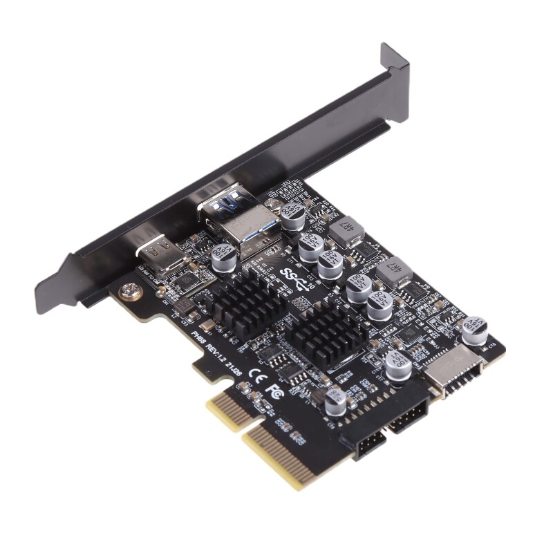 Usb 3.2 pcie riser card with type c ports 10gbps pci-e 3.0 4x to usb 3.2 gen 2type e 19p/20p connector add on card