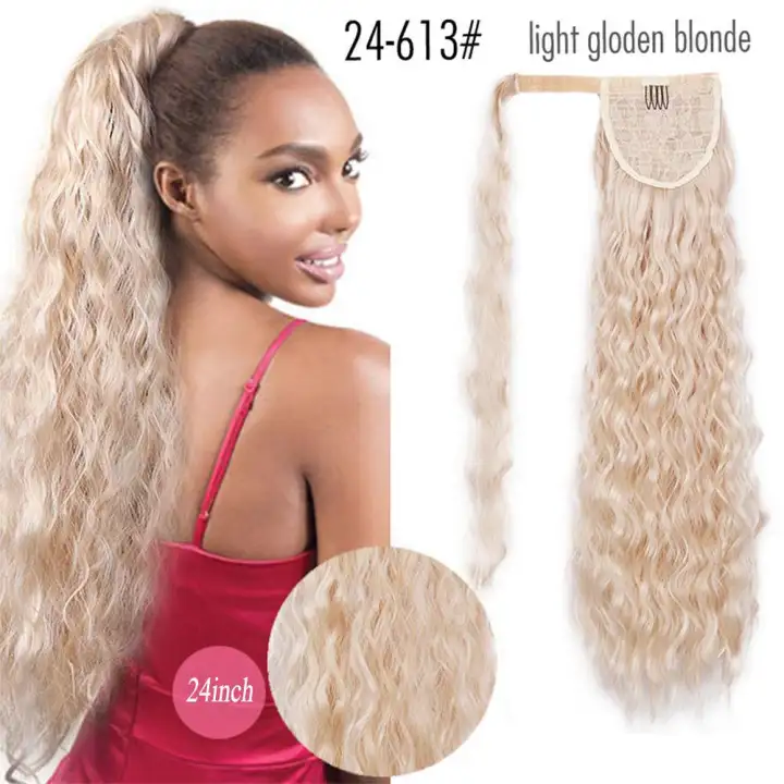 1 Women Wrap Girls Ombre Kinky Drawstring Long Curly Wavy