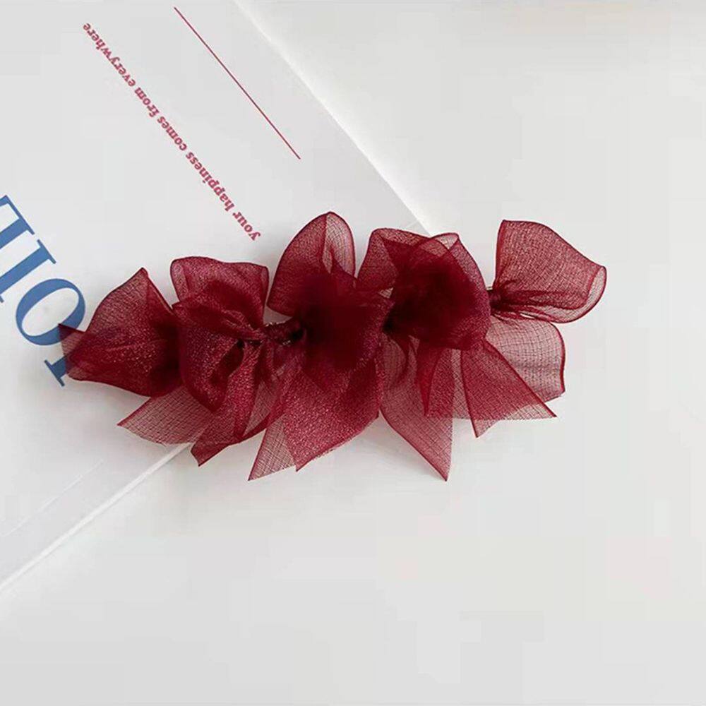 ALICE XU Cute Simple Sweet Mesh Solid Color Headwear Hairpin Side Clip Female Women Hair Clip Bow Duckbill Clip Hair Accessories Korean Style Barrettes
