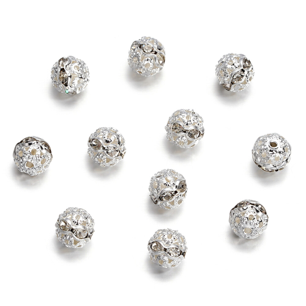 St.kunkka 10pcs 8mm Copper Diamond Beads Metal Beads For DIY Jewelry Making Bracelet Necklace