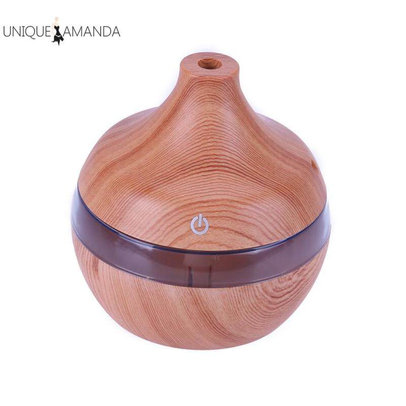USB 300ml Humidifier Purifier Wood Grain LED Essential Oil Diffuser Singapore