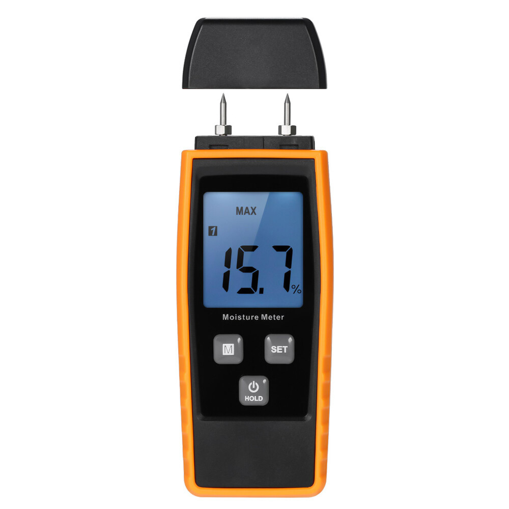Handheld Mini Moisture Meter Digital LCD Lumber Damp Meter Wood Moisture Detector Humidity Tester for Timber Wood Drywall Plants Sheetrock Brick Mortar Concrete with 2 Pin Probe Range 0%~80%