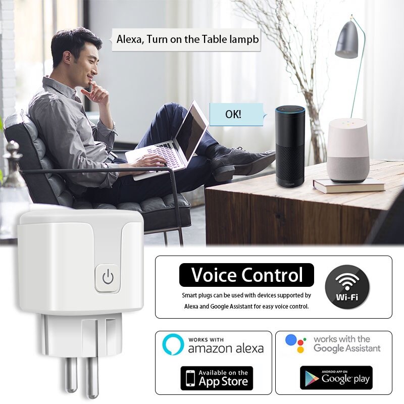 Ổ cắm điều khiển từ xa không dây ttmu, phích cắm Wifi Bluetooth, Phích cắm EU 20A, ổ cắm Bộ hẹn giờ thông minh, ổ cắm năng lượng thông minh máy tính, không thấm nước