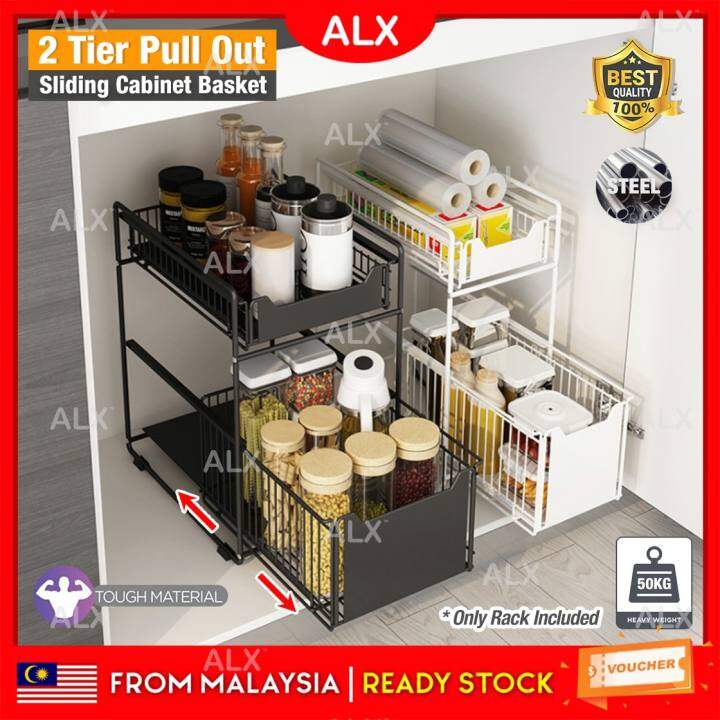 Alx Malaysia 2 Tier Sliding Cabinet Basket Pull Out Organizer Drawer Ideal Counter Top Kitchen Pantry Under The Sink Rak Storage Lazada - Pull Out Baskets For Kitchen Cabinets Malaysia Alx Malaysia 2 Tier Sliding Cabinet Basket Pull Out Organizer Drawer Ideal Counter Top Kitchen Pantry Under The Sink Rak Storage Lazada - Pull Out Baskets For Kitchen Cabinets Malaysia