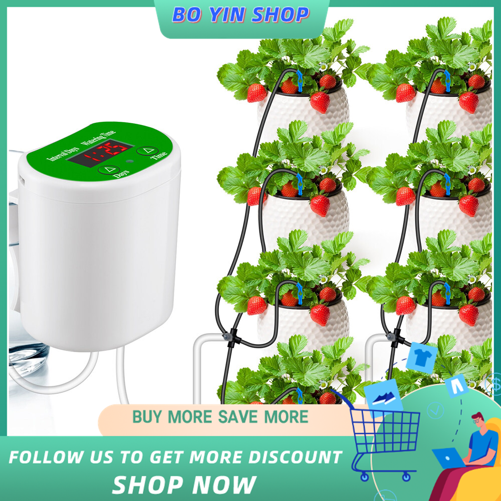 BO YIN Automatic Watering System Timed Waterer Device Garden Terrace Drip Irrigation Kit for Potted Plants Vacation Watering