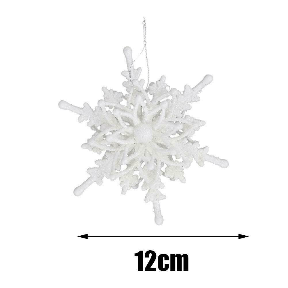 12cm Big Christmas Ice White 3D Snowflake Plastic Glitter Xmas Hanging Pendant Christmas Tree Decorations Ornaments Home Decor