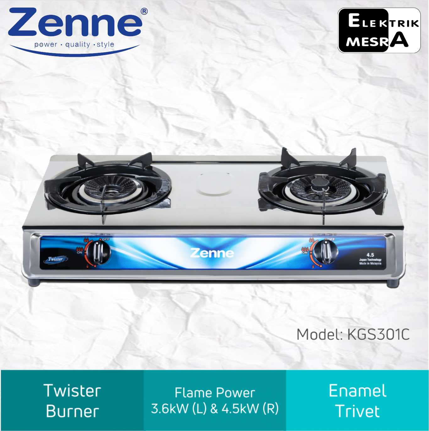 ZENNE GAS STOVE 2 BURNER MODELKGS301C Lazada