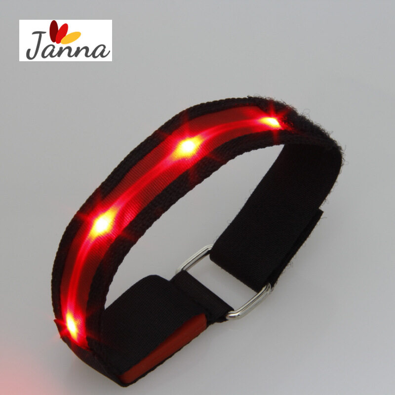 Janna ปลอกแขน LED Armband กระพริบแถบเรืองแสงติดแขนสำหรับกลางคืนสำหรับวิ่งปั่นจักรยานจ๊อกกิ้ง Night เดิน